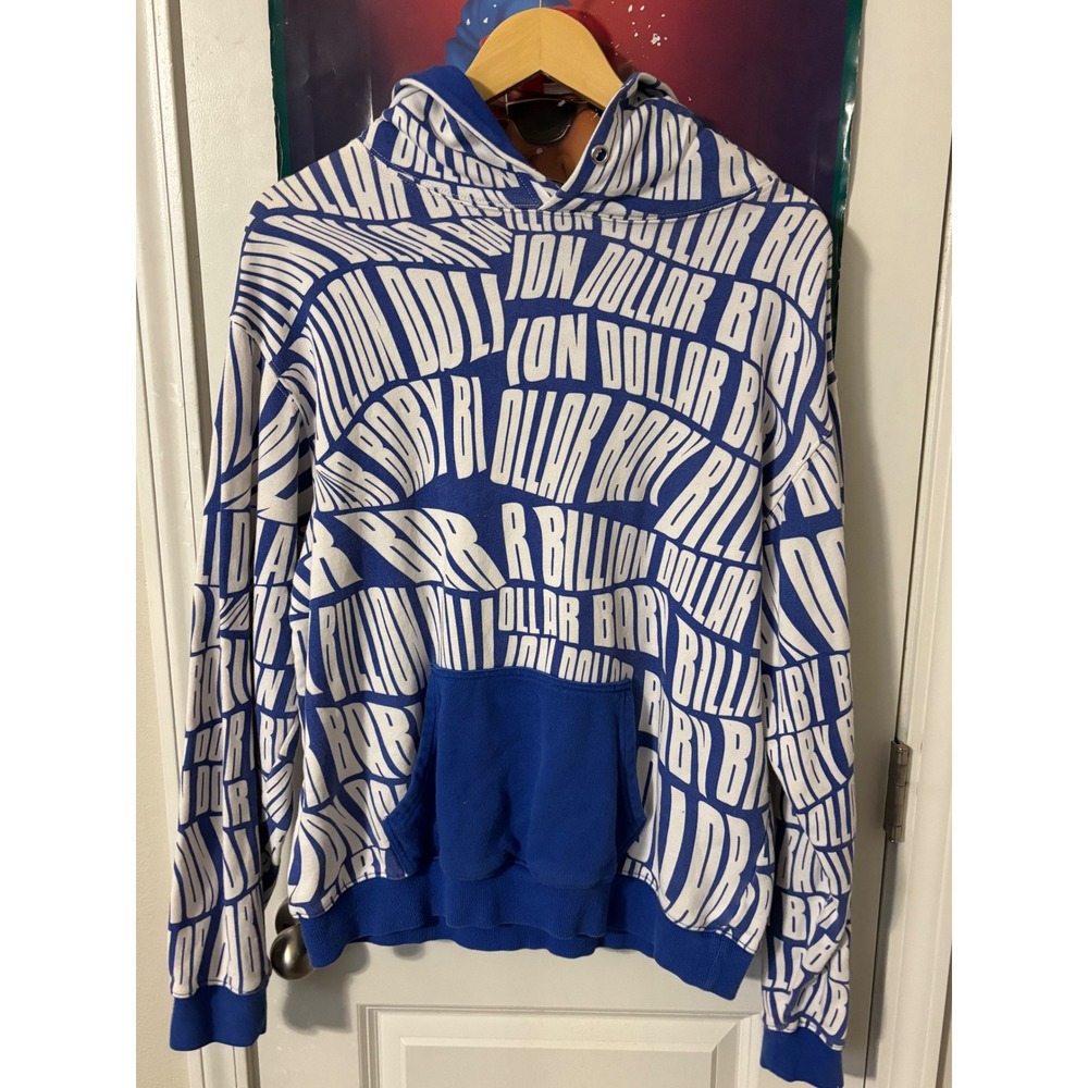Billion Dollar Baby All Over Print Hoodie Blue White Large Mens rap